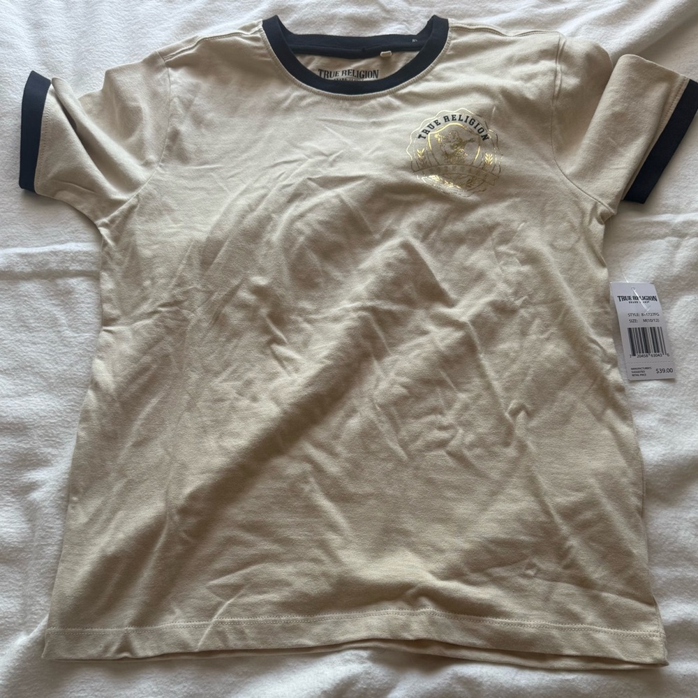 True Religion Beige and Black Women's Jersey Top